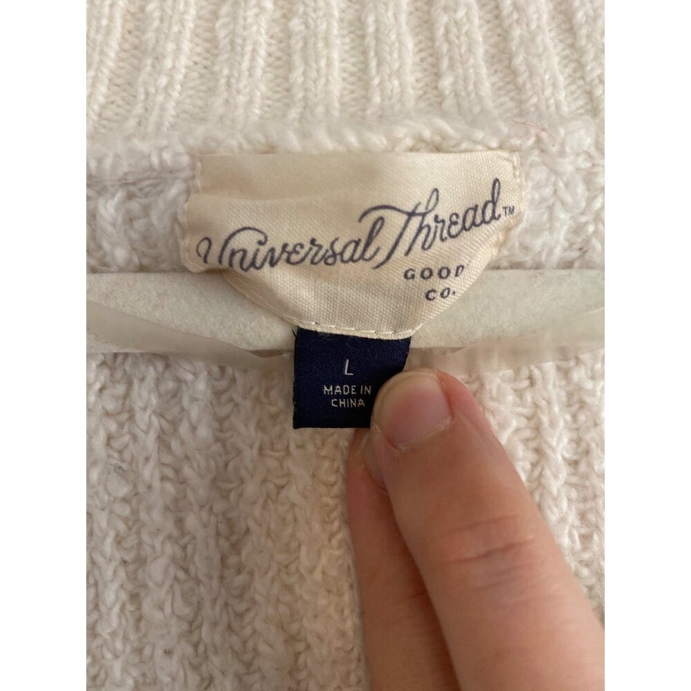 Universal Thread Cream Cable Knit V-Neck Cap Sleeve Sweater Vest Size L - Picture 2 of 5